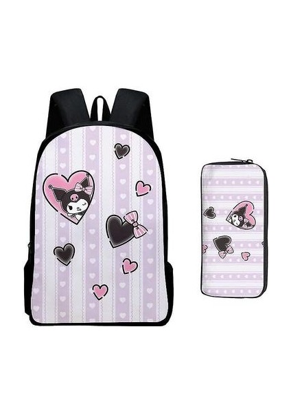 Kuromi Mymelody Büyük Kapasiteli Sırt Çantası Kalem Kutusu Iki Parçalı Karikatür Sırt Çantası Gençler Için Ilköğretim ve Ortaokul Öğrencileri (Yurt Dışından)