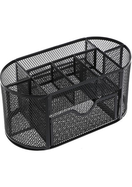 Çekmeceli Çok Fonksiyonlu Saklama Kutusu, Ferforje 9 Izgara Masası Organizatör Kutusu, Masaüstü Öğrenci Kırtasiye Depolama Kutusu (Yurt Dışından)