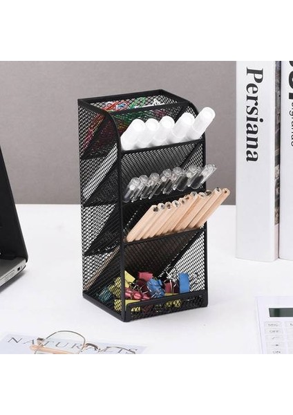 Eğik Kalem Tutucu Kozmetik Kutusu, Ofis Depolama Kutusu Masaüstü Depolama Tüpü, Çok Işlevli Çok Katmanlı Metal Kalem Tutucu (Yurt Dışından) modelleri