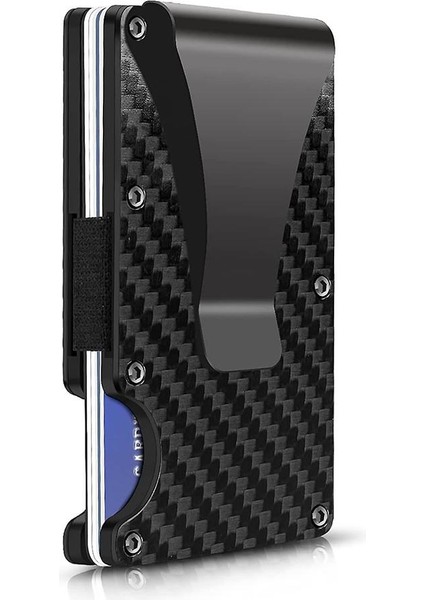 Karbon Fiber Kredi Kartı Tutucu-Rfid Engelleme Ince Metal Cüzdan Çanta (Yurt Dışından)