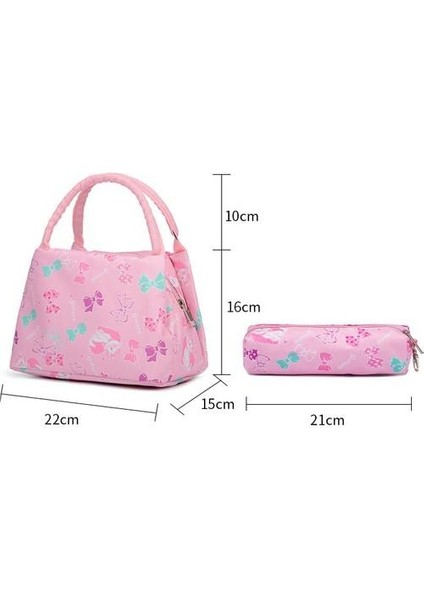 3 Parça Set Kız Çocuk Ilkokul Çantası - Pembe (Yurt Dışından)