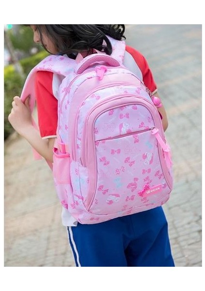 3 Parça Set Kız Çocuk Ilkokul Çantası - Pembe (Yurt Dışından)