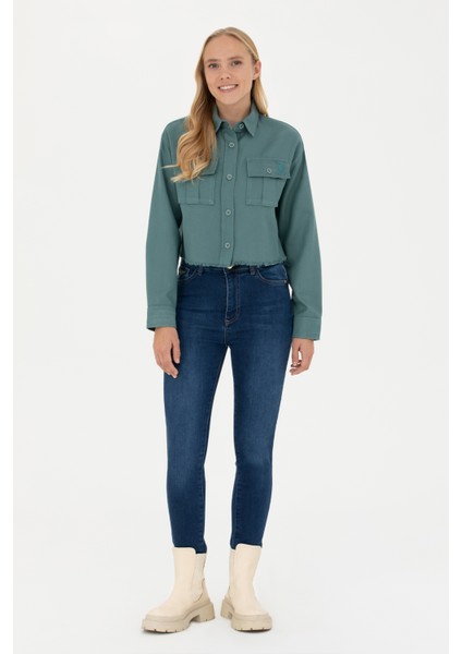 Kadın Mint Gömlek Desenli 50271427-VR090 fırsatları