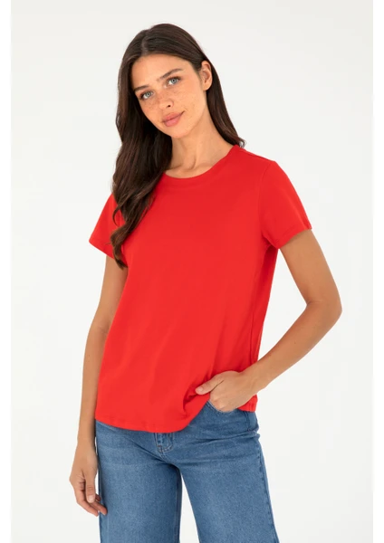 U.S. Polo Assn. Kadın Kırmızı Basic T-Shirt 50296152-VR030