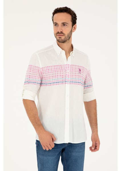 Erkek Menekşe Gömlek Desenli 50283773-VR037