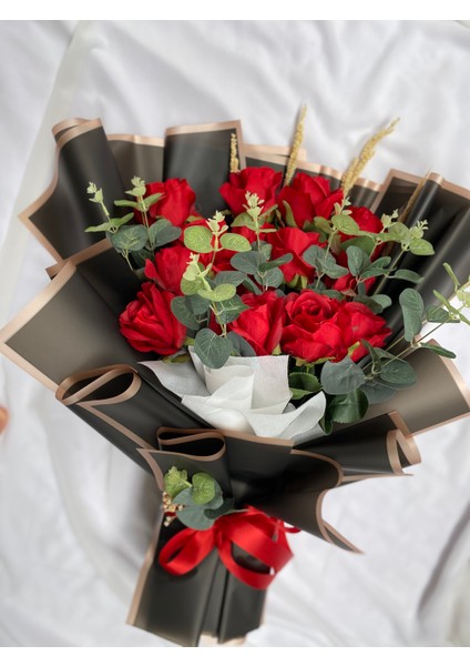 Isteme Çiçeği Söz Çiçeği Kırmızı Gül Okaliptüs Sevgiliye Hediye Yapay Çiçek fırsatları