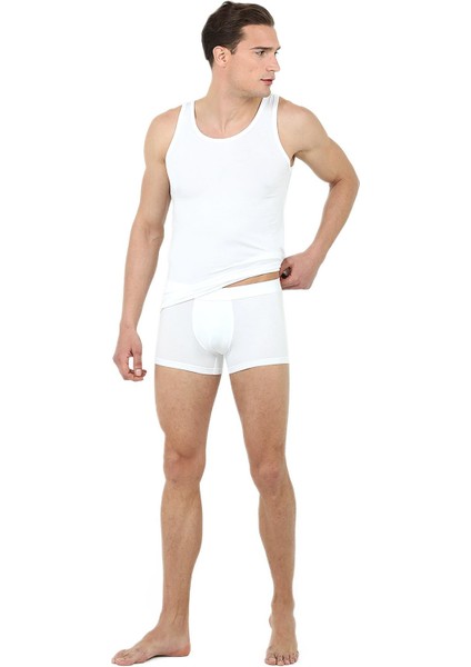 Erkek Beyaz Modal Atlet Boxer Set 220301