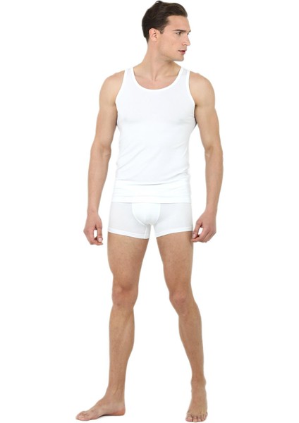 Erkek Beyaz Modal Atlet Boxer Set 220301