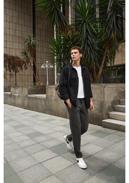 Erkek Mark Siyah Regular Fit Süet Dış Gömlek