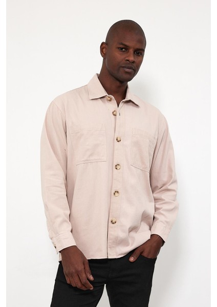 Erkek Tom Taş Oversize Gabardin Gömlek