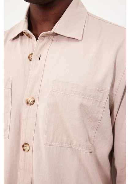 Erkek Tom Taş Oversize Gabardin Gömlek