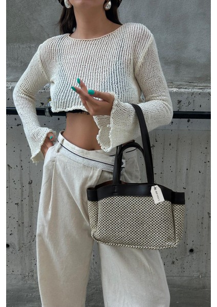 Alenos Hasır Garnili Yavrulu Kadın Omuz Çantası BP-4814O