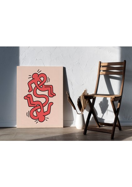 Pop Art Ev Dekorasyonu Kanvas Tablo Keith Haring Modern Sanatsal Tablo Cafe Dekor