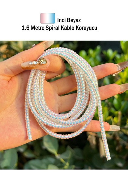 Kablonuzu Koruyucu Şarj Aleti Kulaklık Kablosu Spiral Kablo Koruyucu Sarma Örgü Kılıfı 1.6 Metre