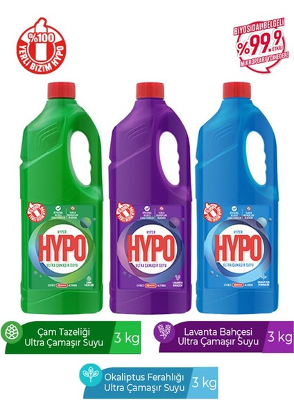 Hyper Hypo Ultra Çamaşır Suyu 1 Çam,1 Lavanta, 1 Okaliptus 3 kg x 3 Adet