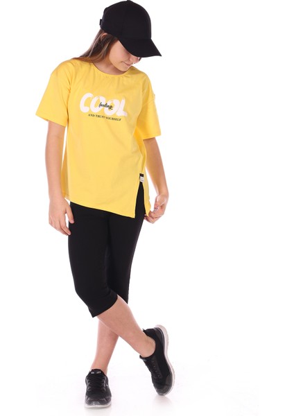 Toontoy Kız Çocuk Cool Baskılı Kaprili Takım