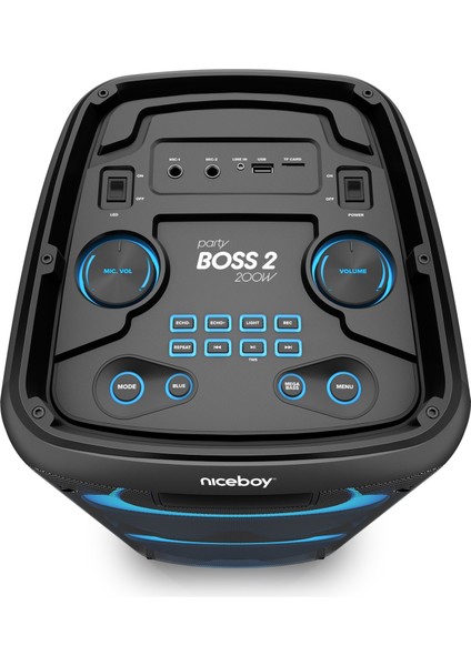 Party Boss 2 200W Su Geçirmez Kablosuz Mikrofonlu Parti Hoparlörü