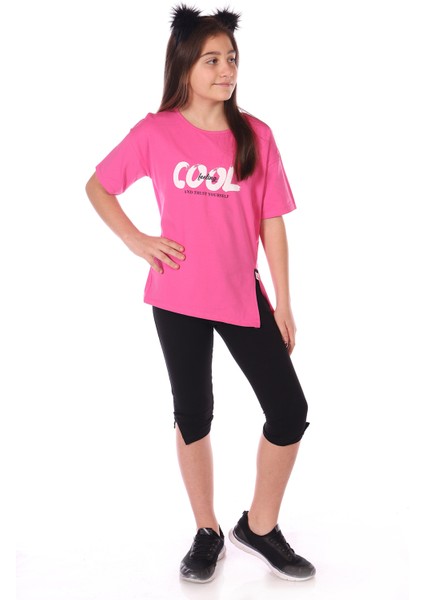 Toontoy Kız Çocuk Cool Baskılı Kaprili Takım