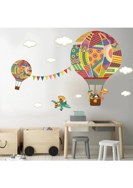 Rengarenk Uçan Balon Xl Çocuk Odası 100 Parça Duvar Sticker Seti