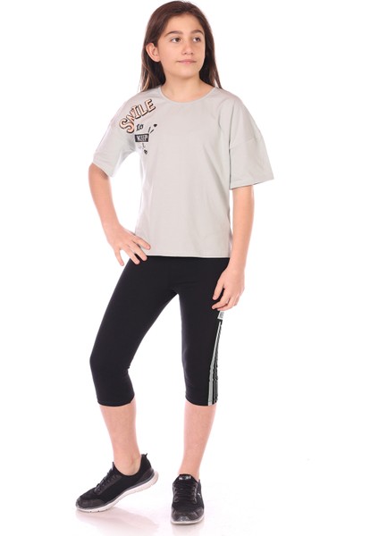 Toontoy Kız Çocuk Smile Keep Baskılı Kaprili Takım