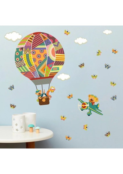 Rengarenk Uçan Balon Çocuk Odası 100 Parça Duvar Sticker Seti