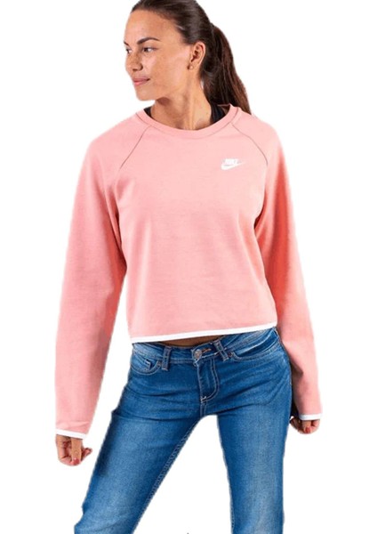 Womens Tech Fleece Crewneck Jumper Kadın Pembe Sweatshirt