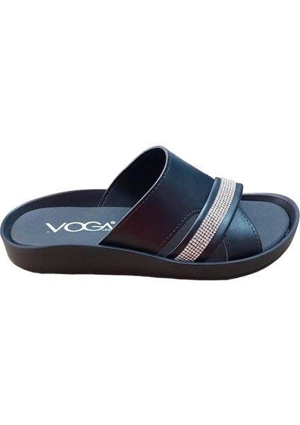 1500 124 Siyah Taşlı Comfort Casual Anatomik Terlik