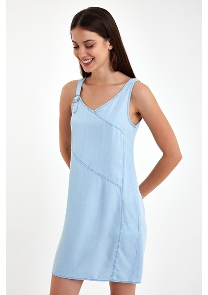 Kadın Angelica Sky Blue Regular Fit Jean Elbise(Tencel)™ modelleri