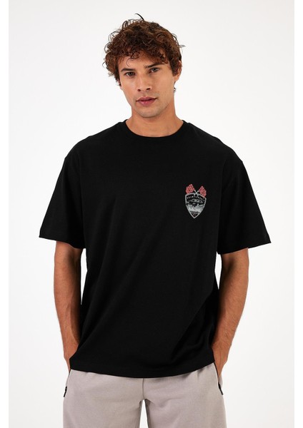 Erkek Race Siyah Sırtı Baskılı Bisiklet Yaka Regular Fit Tişört fırsatları