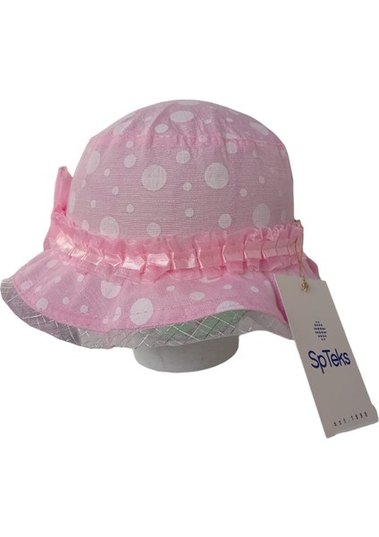 Kitti 4-8 Yaş Kız Çocuk Açık Pembe Desenli Fötr Yazlık Şapka modelleri