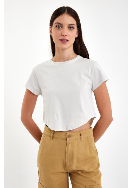 Kadın Maria Taş Crop Tişört