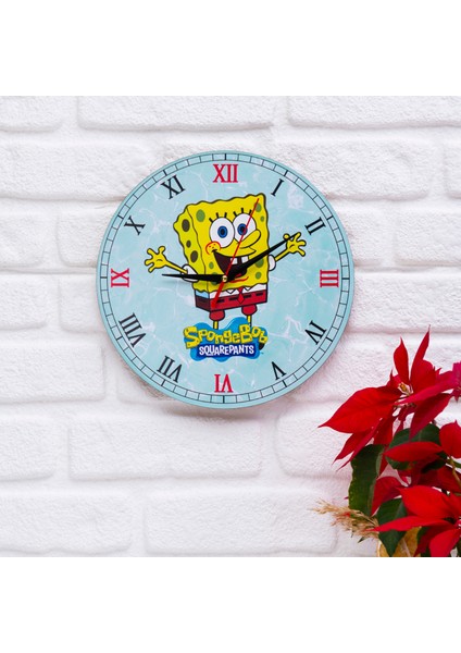 Dekoratif Ahşap Duvar Saati Salon,çocuk Odası Saati - Spongebob