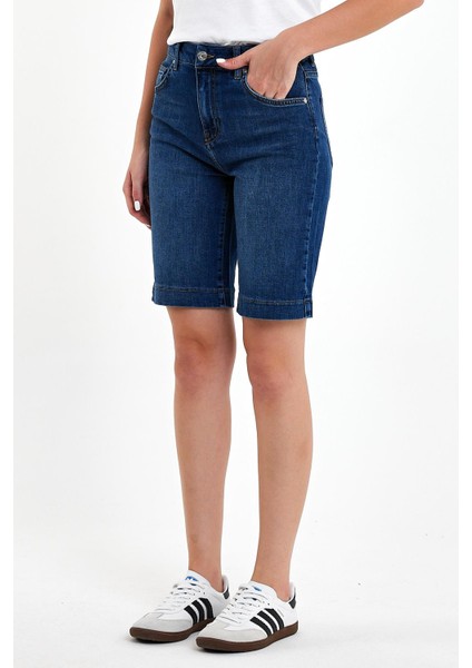 Kadın Gabriel Dark Blue Regular Fit Jean Şort