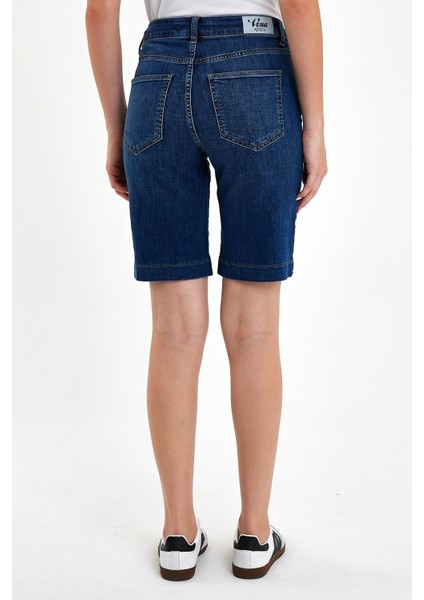 Kadın Gabriel Dark Blue Regular Fit Jean Şort
