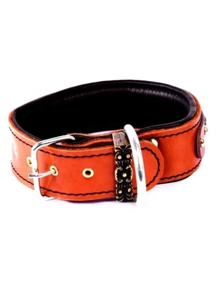 Özel Tasarım Sümerler Deri Köpek Boyun Tasması Turuncu Bordo fiyatları