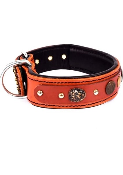 Özel Tasarım Sümerler Deri Köpek Boyun Tasması Turuncu Bordo modelleri