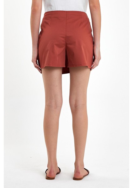 Kadın Sienna Terracotta Slim Fit Gabardin Şort Etek fırsatları