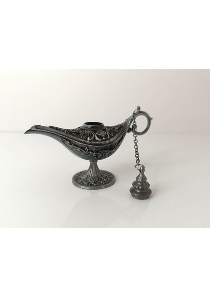 Alaaddin Sihirli Lamba Genie Lamp Ibrik Biblo 7 cm Gri Renk