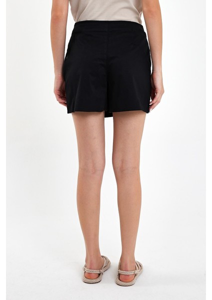 Kadın Sienna Siyah Slim Fit Gabardin Şort Etek fırsatları