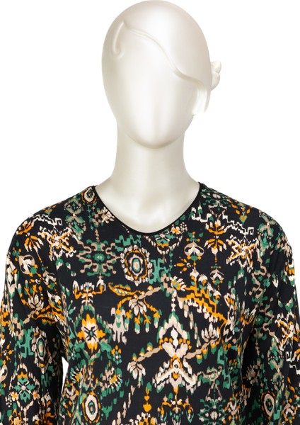 Kadın Turlu Viskon Penye Anne Bluz Leylak Desenli V Yaka Likralı fiyatları