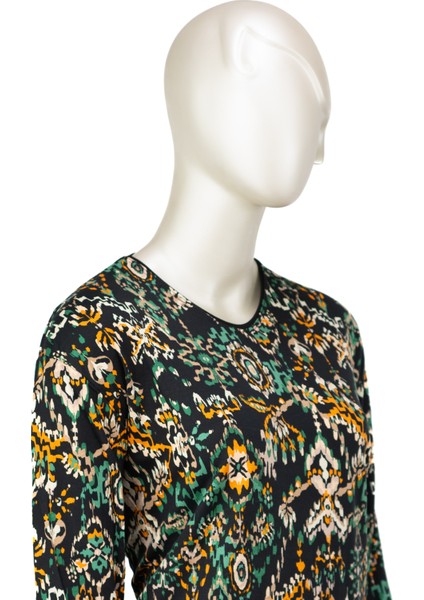 Kadın Turlu Viskon Penye Anne Bluz Leylak Desenli V Yaka Likralı fırsatları