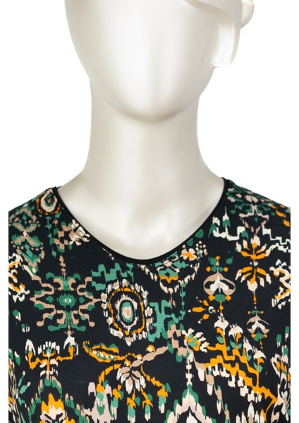 Kadın Turlu Viskon Penye Anne Bluz Leylak Desenli V Yaka Likralı indirimleri