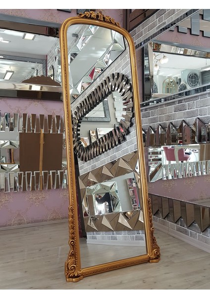 Matmazel Gold Model Altın Renk Dekoratif Ayaklı Boy Aynası