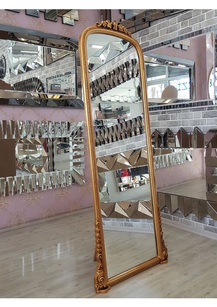 Matmazel Gold Model Altın Renk Dekoratif Ayaklı Boy Aynası