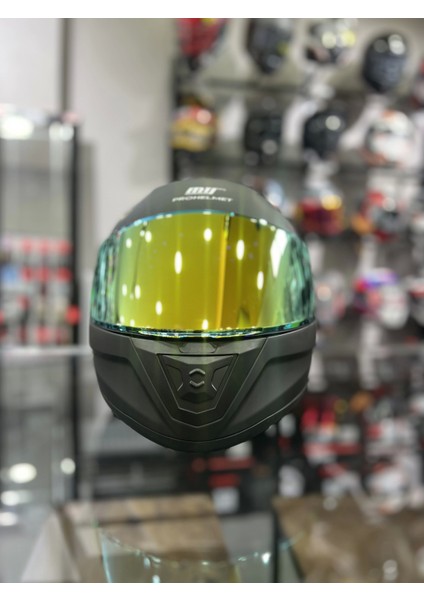 Prohelmets Mat Siyah Gold Vizör 201