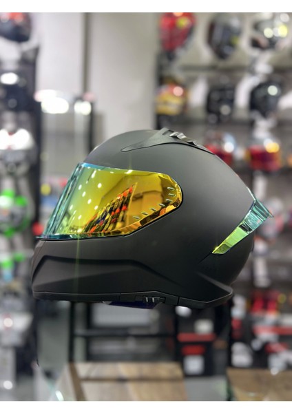 Prohelmets Mat Siyah Gold Vizör 201