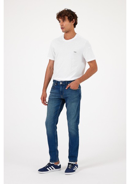 Erkek Edward Dark Blue Slim Straight Jean Pantolon
