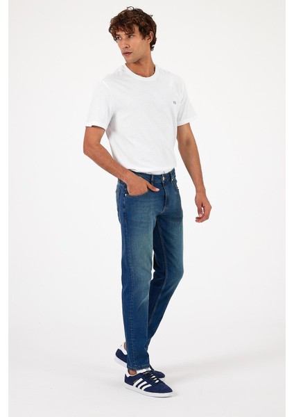 Erkek Edward Dark Blue Slim Straight Jean Pantolon fiyatları