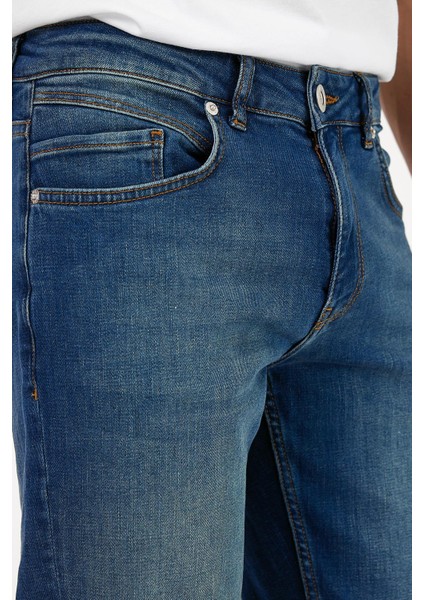 Erkek Edward Dark Blue Slim Straight Jean Pantolon modelleri