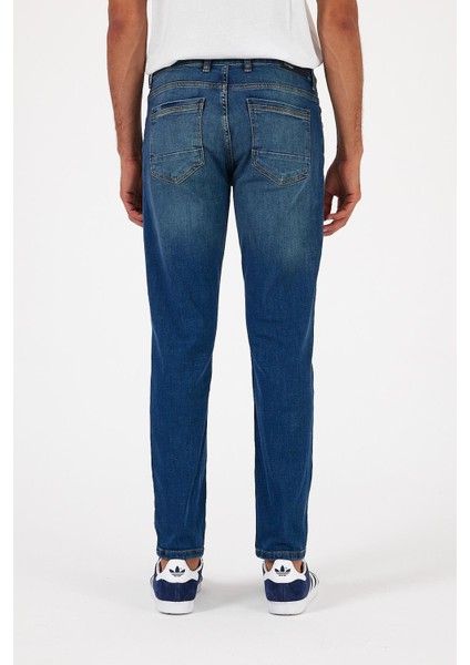 Erkek Edward Dark Blue Slim Straight Jean Pantolon fırsatları